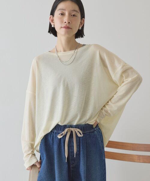 AMERICAN HOLIC(アメリカンホリック)の「シアーカラープルオーバー(Tシャツ/カットソー・レディース・オフホワイト/イエロー/モカ/ピンク・L/M)」の4枚目の写真