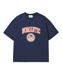 ノーマンティックアカデミー ロゴヴィンテージプリントTシャツ ネイビー