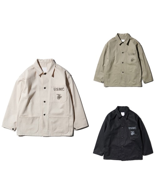 made in standard (メイドインスタンダード)の「MADE IN STANDARD メイドインスタンダード / USMC 40S P41 UTILITY JACKET(ミリタリージャケット・メンズ・ナチュラル/セージグリーン/ブラック・MEDIUM/LARGE)」の4枚目の写真
