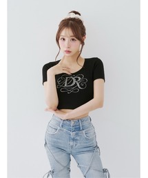 ダーリッチ  ショートTシャツ ラインストーンショートTシャツ – Darich