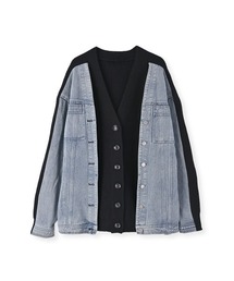 marjour（マージュール）の「LAYERED DENIM KNIT CARDIGAN（カーディガン/ボレロ）」