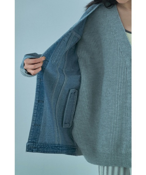 marjour（マージュール）の「LAYERED DENIM KNIT CARDIGAN（カーディガン/ボレロ・レディース・ブラック/グレー・M）」の15枚目の写真