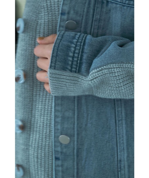 marjour（マージュール）の「LAYERED DENIM KNIT CARDIGAN（カーディガン/ボレロ・レディース・ブラック/グレー・M）」の16枚目の写真