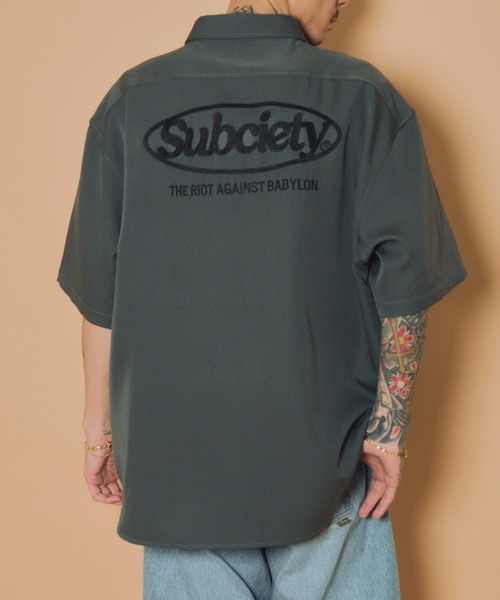 Subciety（サブサエティ）の「Embroidery oval logo shirt（シャツ/ブラウス・メンズ・ホワイト/ブルー/チャコール/ブラック・MEDIUM/SMALL/X-LARGE/LARGE）」の3枚目の写真
