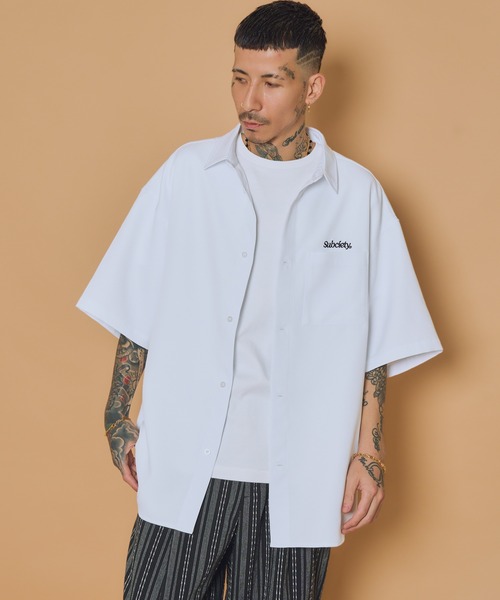 Subciety（サブサエティ）の「Embroidery oval logo shirt（シャツ/ブラウス・メンズ・ホワイト/ブルー/チャコール/ブラック・MEDIUM/SMALL/X-LARGE/LARGE）」の10枚目の写真