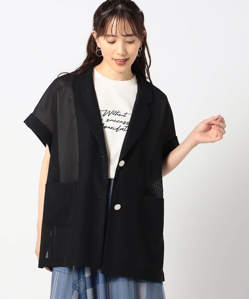 Grand PARK(グランドパーク)の「メッシュ半袖ジャケット(その他アウター・レディース・ホワイト/ネイビー/ブラック・FREE)」の3枚目の写真