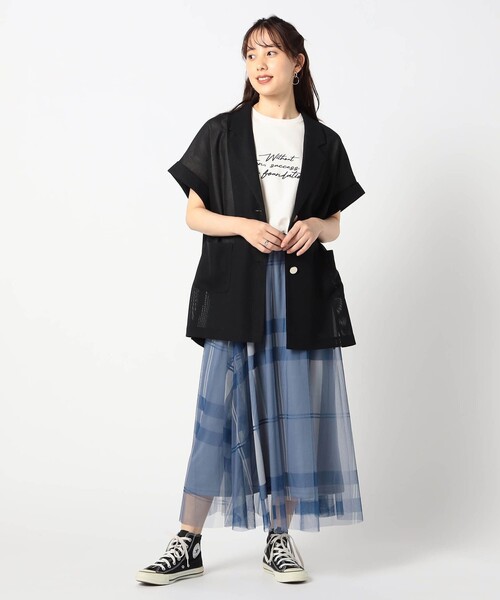 Grand PARK(グランドパーク)の「メッシュ半袖ジャケット(その他アウター・レディース・ホワイト/ネイビー/ブラック・FREE)」の5枚目の写真
