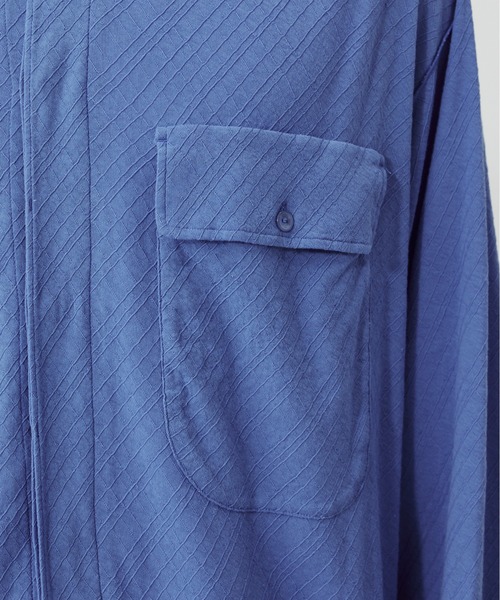 PUBLIC TOKYO（パブリックトウキョウ）の「【P.T】High-gauge jacquard Pk Shirts /ウォッシャブル/コットン100%/夏服/伸縮性/日本製（シャツ/ブラウス・メンズ・サックスブルー/ダークグレー/セージグリーン・S/M）」の12枚目の写真