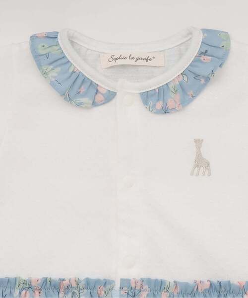 Sophie la girafe(ソフィーラジラフ)の「実と葉っぱ柄ショートオール【日本製】(ロンパース・キッズ・ピンク/ブルー・70cm/80cm)」の4枚目の写真