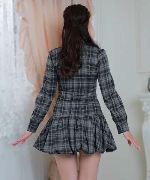 Anely（アネリー）の「Anely チェック柄 ボウタイリボン ティアード ミニワンピース（ワンピース・レディース・ブラウン/ブラック・FREE）」の10枚目の写真