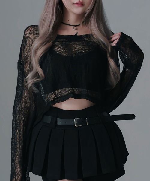 Diable baiser（ディアブルベーゼ）の「短丈ゆるシアートップス（Tシャツ/カットソー・レディース・ホワイト/ブラック・FREE）」の2枚目の写真