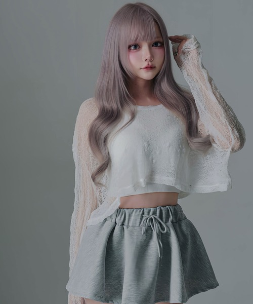 Diable baiser（ディアブルベーゼ）の「短丈ゆるシアートップス（Tシャツ/カットソー・レディース・ホワイト/ブラック・FREE）」の3枚目の写真