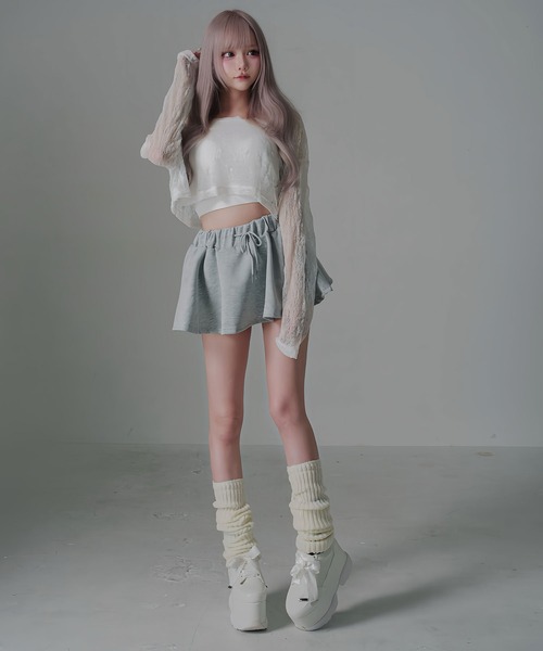 Diable baiser（ディアブルベーゼ）の「短丈ゆるシアートップス（Tシャツ/カットソー・レディース・ホワイト/ブラック・FREE）」の4枚目の写真