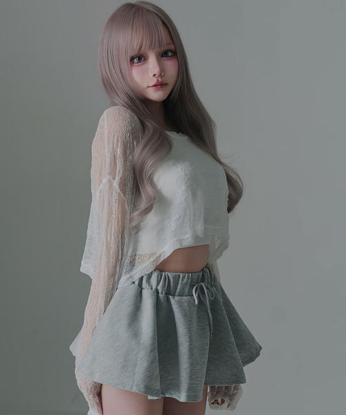 Diable baiser（ディアブルベーゼ）の「短丈ゆるシアートップス（Tシャツ/カットソー・レディース・ホワイト/ブラック・FREE）」の5枚目の写真