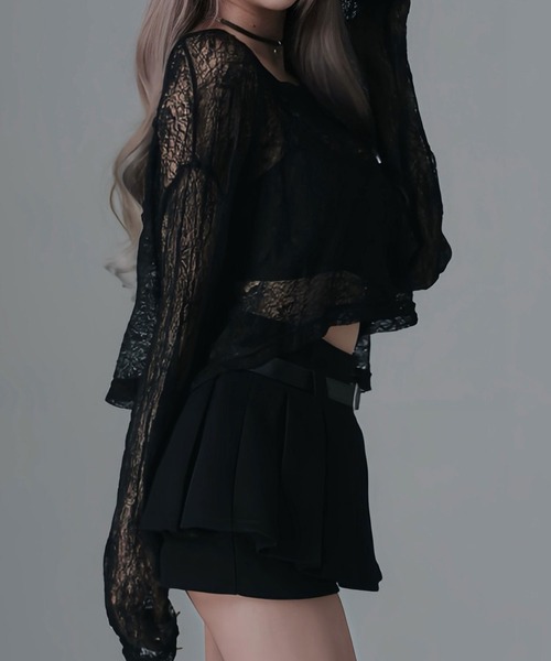 Diable baiser（ディアブルベーゼ）の「短丈ゆるシアートップス（Tシャツ/カットソー・レディース・ホワイト/ブラック・FREE）」の12枚目の写真