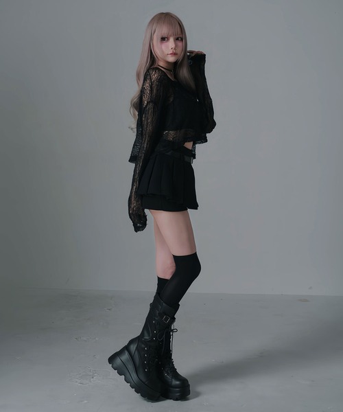 Diable baiser（ディアブルベーゼ）の「短丈ゆるシアートップス（Tシャツ/カットソー・レディース・ホワイト/ブラック・FREE）」の15枚目の写真