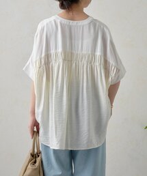 バックギャザー異素材シャツ