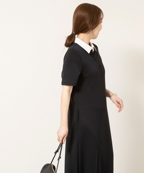 NOLLEY’S Sophi（ノーリーズソフィ）の「ウォッシャブルポロ襟ダンボールフレアワンピース（ワンピース・レディース・ブラック/ネイビー・38）」の6枚目の写真