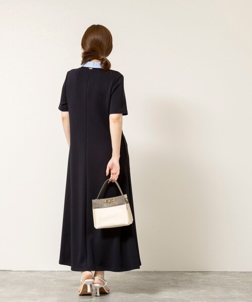 NOLLEY’S Sophi（ノーリーズソフィ）の「ウォッシャブルポロ襟ダンボールフレアワンピース（ワンピース・レディース・ブラック/ネイビー・38）」の10枚目の写真