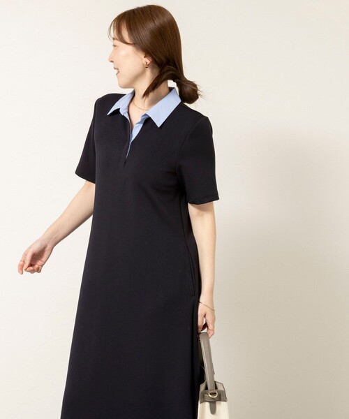 NOLLEY’S Sophi（ノーリーズソフィ）の「ウォッシャブルポロ襟ダンボールフレアワンピース（ワンピース・レディース・ブラック/ネイビー・38）」の14枚目の写真