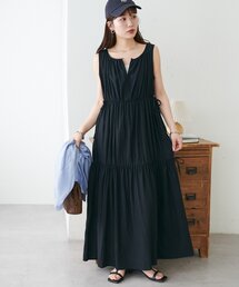 ウエストリボンティアードワンピース