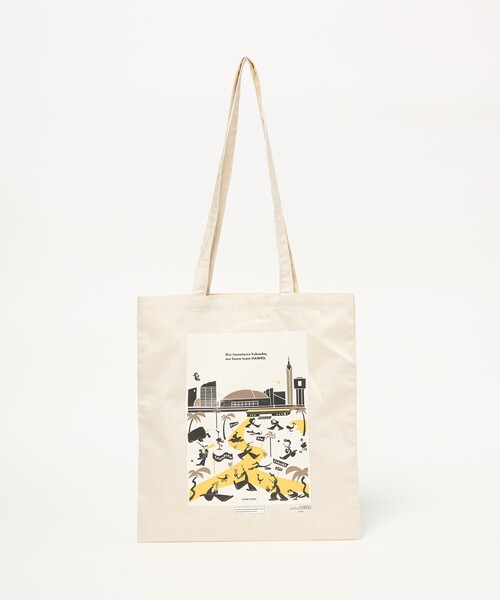 green label relaxing(グリーンレーベルリラクシング)の「【別注】<SoftBank HAWKS> アートプリントトートバッグ(トートバッグ・メンズ・ナチュラル/ブラック/イエロー・FREE)」の2枚目の写真