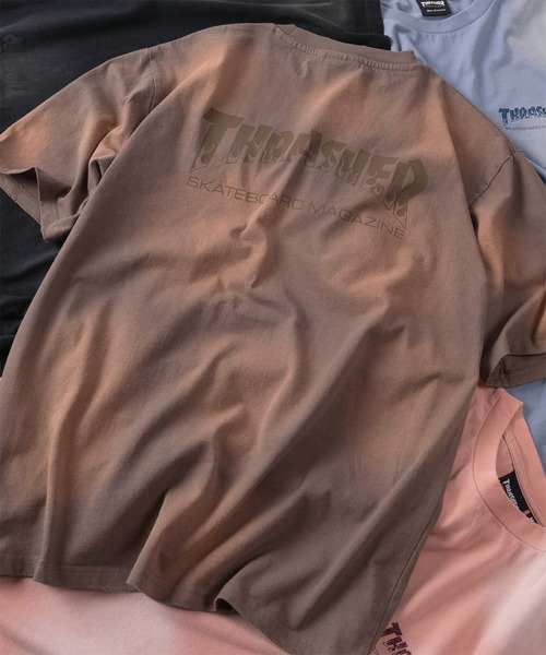 THRASHER(スラッシャー)の「【70】【THRASHER/スラッシャー】ヴィンテージライク フェード加工 バックロゴプリント クルーネックTシャツ/ショート丈有り(Tシャツ/カットソー・メンズ・ネイビー/ブラウン/ピンク/ブラック・FREE/M/L/XL)」の2枚目の写真