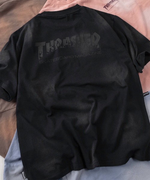 THRASHER(スラッシャー)の「【70】【THRASHER/スラッシャー】ヴィンテージライク フェード加工 バックロゴプリント クルーネックTシャツ/ショート丈有り(Tシャツ/カットソー・メンズ・ネイビー/ブラウン/ピンク/ブラック・FREE/M/L/XL)」の1枚目の写真