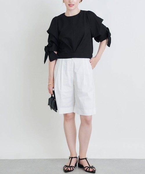 PICCIN(ピッチン)の「【セットアップ可能】麻混バミューダパンツ(その他パンツ・レディース・オフホワイト/ブラック・S/M)」の4枚目の写真