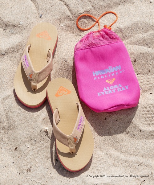 ROXY(ロキシー)の「ROXY x HAWAIIAN AIRLINES FLIP FLOP ポーチ付きビーチサンダル 【2026年夏モデル】(サンダル・レディース・ホワイト/ベージュ・25cm/24cm/23cm)」の2枚目の写真
