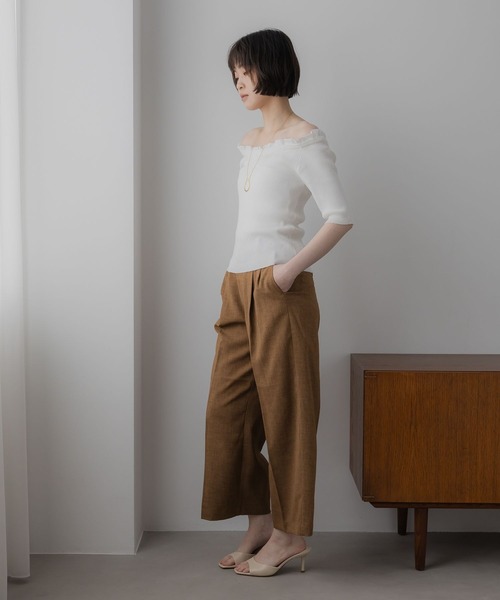 studio CLIP(スタディオクリップ)の「《ウタオ》麻調タックワイドパンツ(その他パンツ・レディース・ネイビー/イエロー/ブラウン・MEDIUM/LARGE/X-LARGE/SMALL)」の5枚目の写真