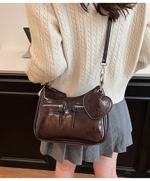LAYERED ハートチャーム PU レザーバッグ