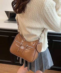 LAYERED ハートチャーム PU レザーバッグ