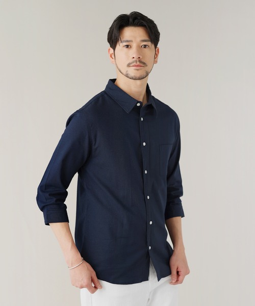 Buyer's Select/綿麻ストレッチ 七分袖レギュラーカラーシャツ（シャツ