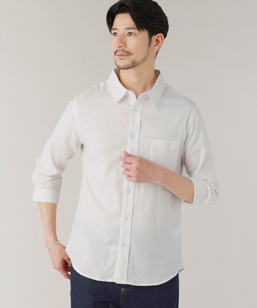 LIL VENDARS(リルヴェンダース)の「Buyer's Select/綿麻ストレッチ 七分袖レギュラーカラーシャツ(シャツ/ブラウス・メンズ・ネイビー系/ブルー系/ホワイト/ネイビー/ホワイト系・M/LL/L)」の6枚目の写真