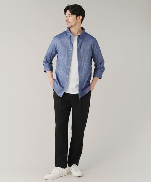 LIL VENDARS(リルヴェンダース)の「Buyer's Select/綿麻ストレッチ 七分袖レギュラーカラーシャツ(シャツ/ブラウス・メンズ・ネイビー系/ブルー系/ホワイト/ネイビー/ホワイト系・M/LL/L)」の21枚目の写真