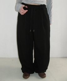 SUBTLE LOGO WIDE SWEAT PANTS BLACK