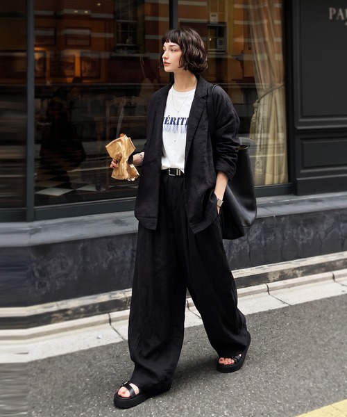 antiqua(アンティカ)の「ロング ワイドパンツ(その他パンツ・レディース・ブラック・ONESIZE)」の4枚目の写真
