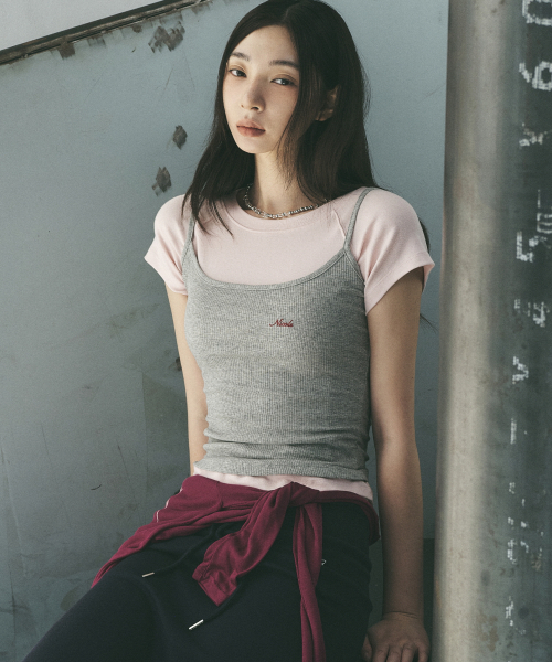 NICK&NICOLE(ニックアンドニコール)の「RIBBED LOGO CAMI TOP_GRAY(Tシャツ/カットソー・レディース・その他・FREE)」の3枚目の写真
