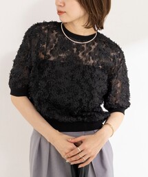 《手洗い可能》【BECシリーズ】カットモチーフチュール生地2WAYCネックカーディガン