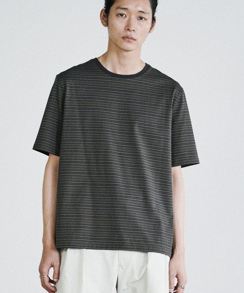 WYM LIDNM(ウィム バイ リドム)の「TONAL MULTI BORDER TEE(Tシャツ/カットソー・メンズ・ダークグレー/ダークブルー・S/M/L)」の4枚目の写真