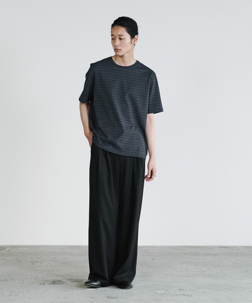 WYM LIDNM(ウィム バイ リドム)の「TONAL MULTI BORDER TEE(Tシャツ/カットソー・メンズ・ダークグレー/ダークブルー・S/M/L)」の3枚目の写真