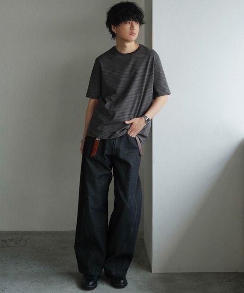 WYM LIDNM(ウィム バイ リドム)の「TONAL MULTI BORDER TEE(Tシャツ/カットソー・メンズ・ダークグレー/ダークブルー・S/M/L)」の19枚目の写真