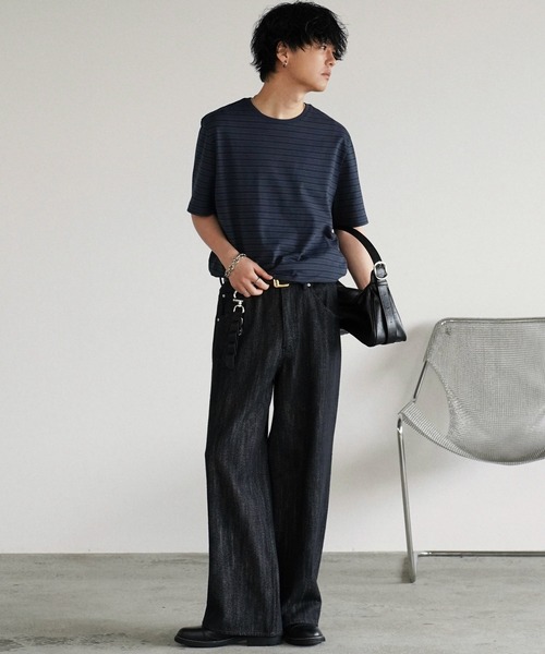 WYM LIDNM(ウィム バイ リドム)の「TONAL MULTI BORDER TEE(Tシャツ/カットソー・メンズ・ダークグレー/ダークブルー・S/M/L)」の10枚目の写真