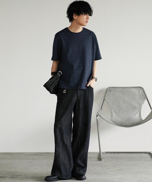 WYM LIDNM(ウィム バイ リドム)の「TONAL MULTI BORDER TEE(Tシャツ/カットソー・メンズ・ダークグレー/ダークブルー・S/M/L)」の8枚目の写真