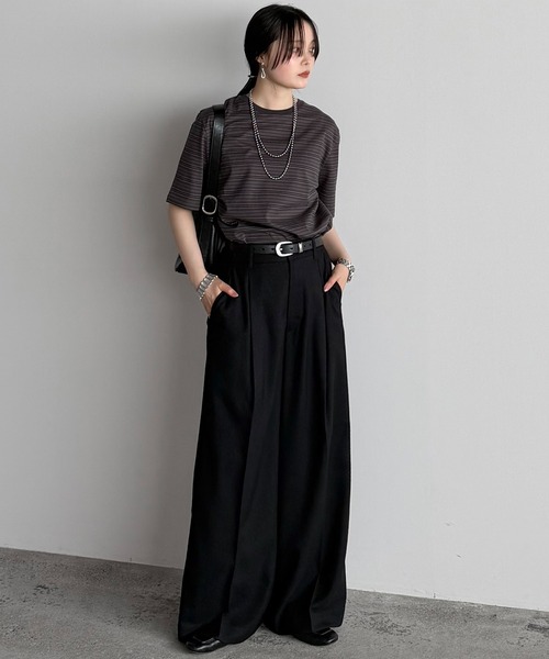 WYM LIDNM(ウィム バイ リドム)の「TONAL MULTI BORDER TEE(Tシャツ/カットソー・メンズ・ダークグレー/ダークブルー・S/M/L)」の14枚目の写真