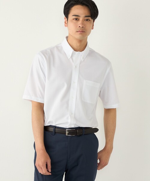 SHIPS Colors(シップス カラーズ)の「SHIPS Colors:〈吸水速乾・接触冷感〉SMART TECH(R) ノーアイロン 半袖シャツ(ビジネスシャツ・メンズ・ライトグレー/ライトブルー/オフホワイト・SMALL/MEDIUM/LARGE/X-LARGE)」の2枚目の写真