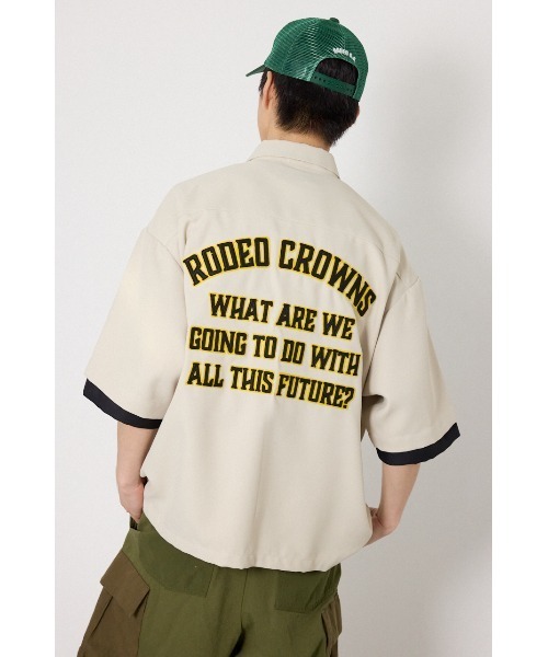 RODEO CROWNS WIDE BOWL(ロデオクラウンズワイドボウル)の「バックテキストシャツ(シャツ/ブラウス・メンズ・ベージュ/ブルー/チャコールグレー・MEDIUM/LARGE)」の15枚目の写真