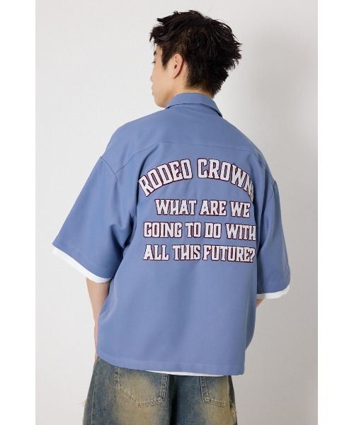 RODEO CROWNS WIDE BOWL(ロデオクラウンズワイドボウル)の「バックテキストシャツ(シャツ/ブラウス・メンズ・ベージュ/ブルー/チャコールグレー・MEDIUM/LARGE)」の6枚目の写真