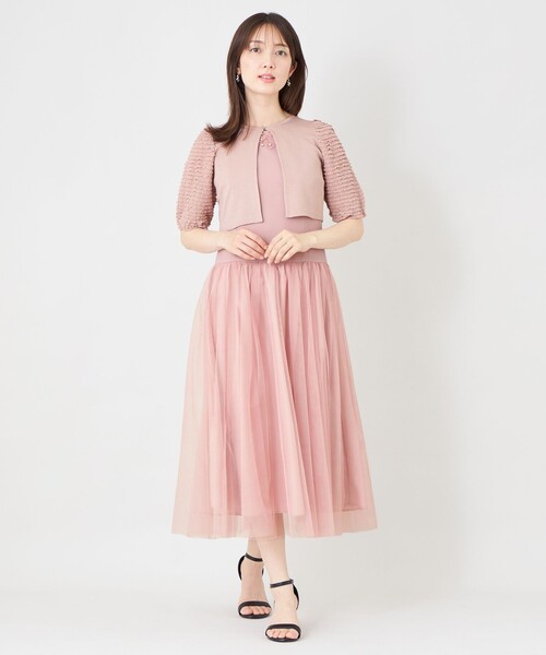 TO BE CHIC（トゥー ビー シック）の「シアーフリルスリーブ ニットカーディガン（カーディガン/ボレロ・レディース・ピンク系その他2/ブラック・40）」の4枚目の写真